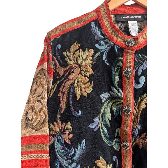 Sag Harbor Tapestry Jacket sz 14 Art to Wear Eclectic Boho Unique Patchwork - Picture 6 of 8